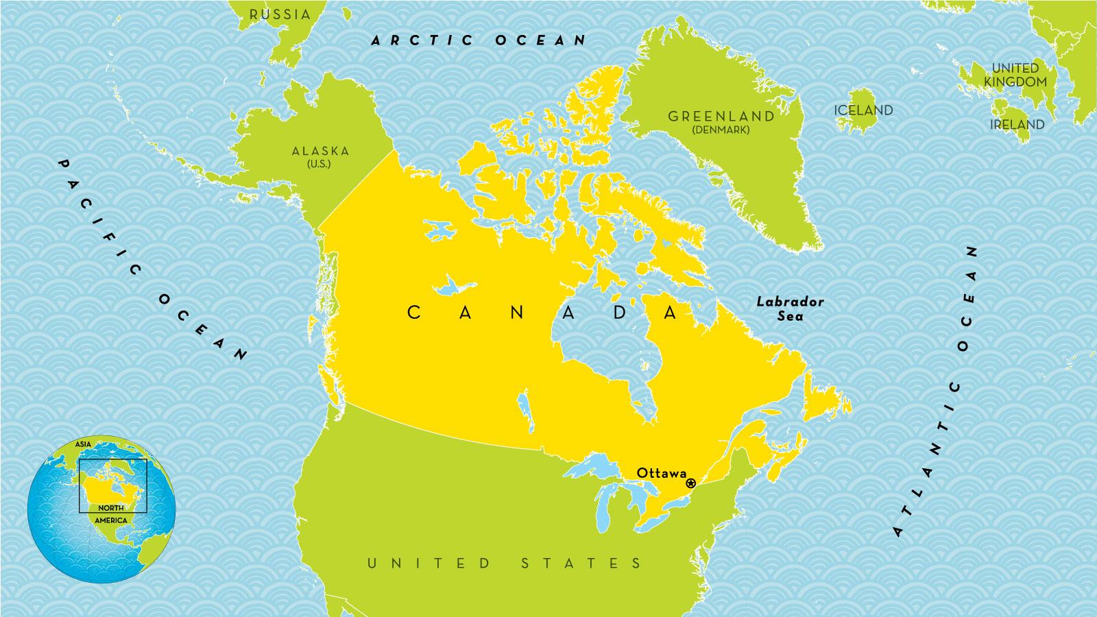 kaart van canada landkaart Canada landkaart   Kaart van Canada land (Noord Amerika   Amerika)