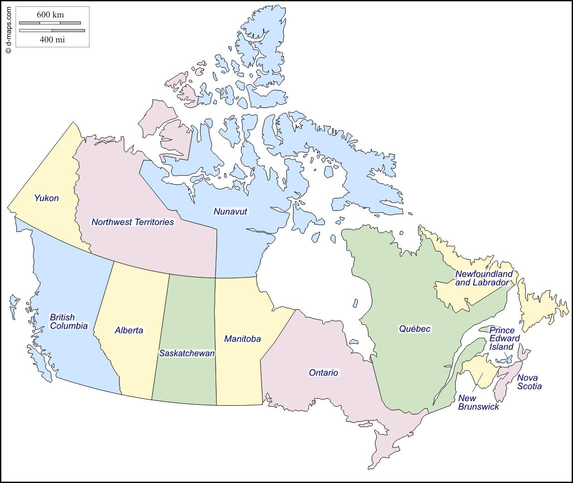 kaart van canada met provincies Kaart van Canada tonen provincies   Kaart van Canada van provincie 