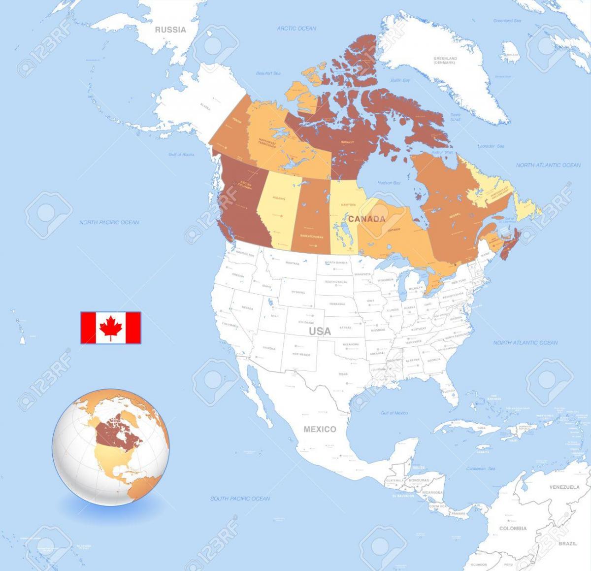 Canada globe kaart