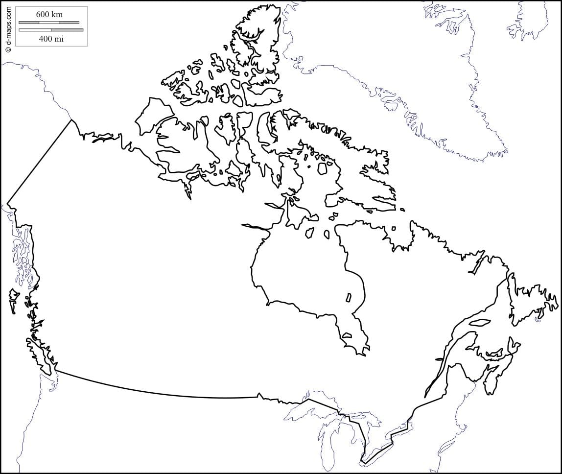 leeg de overzichts kaart van Canada