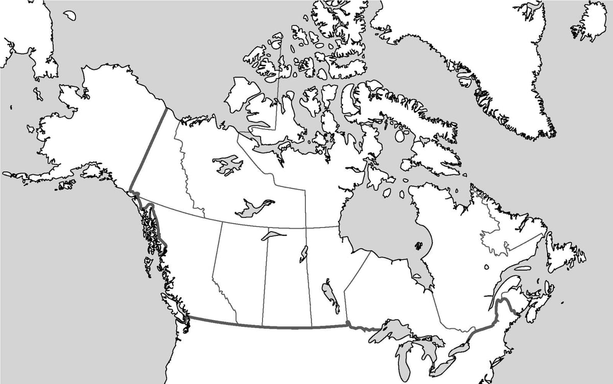 een lege kaart van Canada