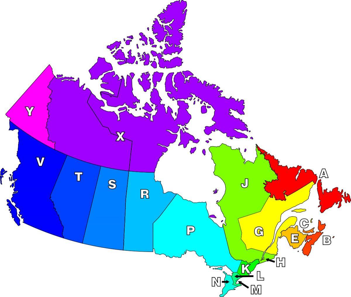 Canada postcode kaart