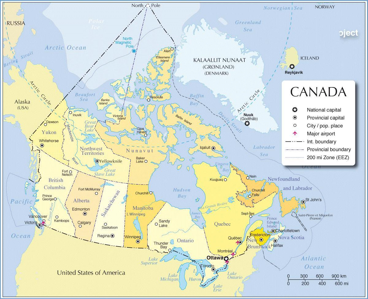 kaart van Canada reizen