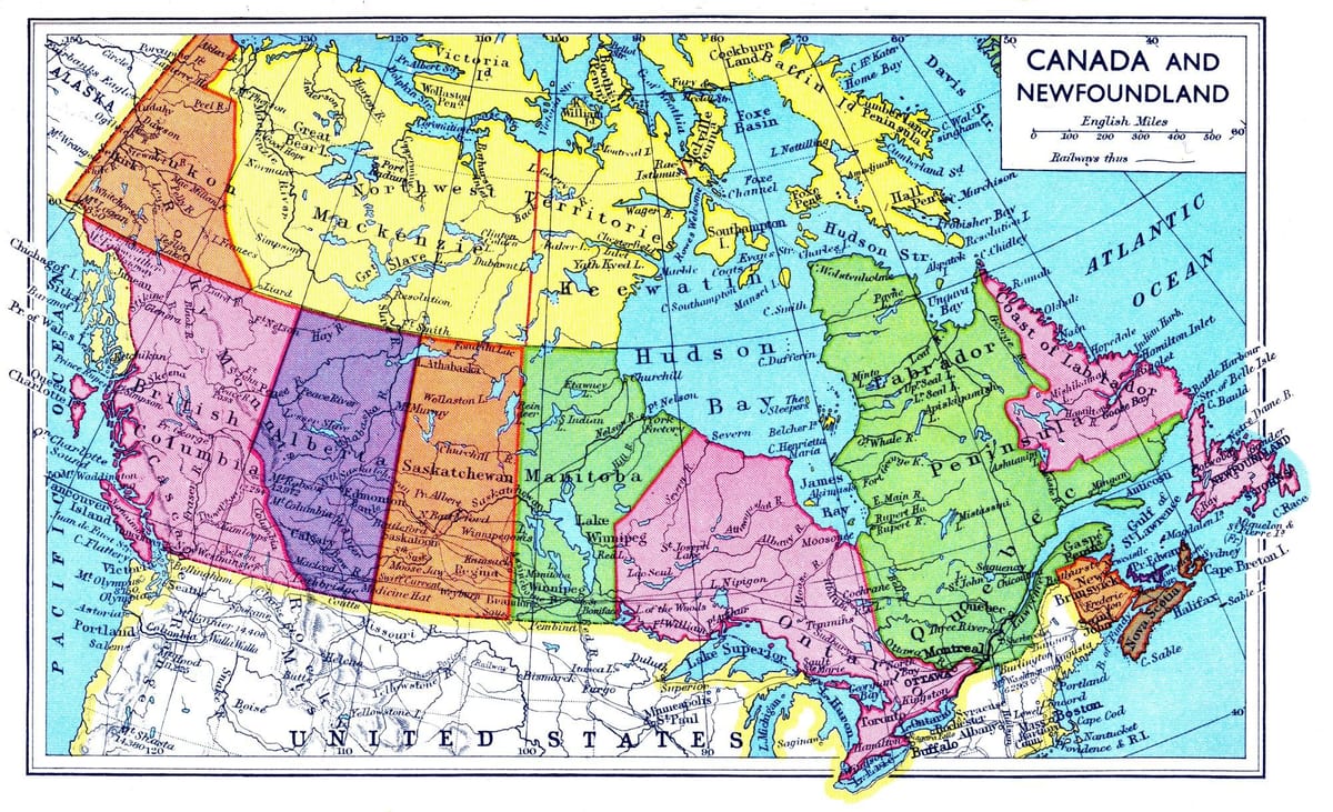 kaart van Canada vloed