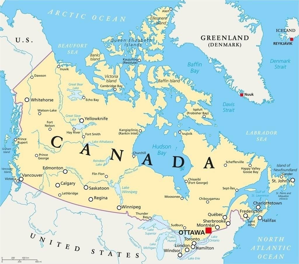 kaart van Canada 1700