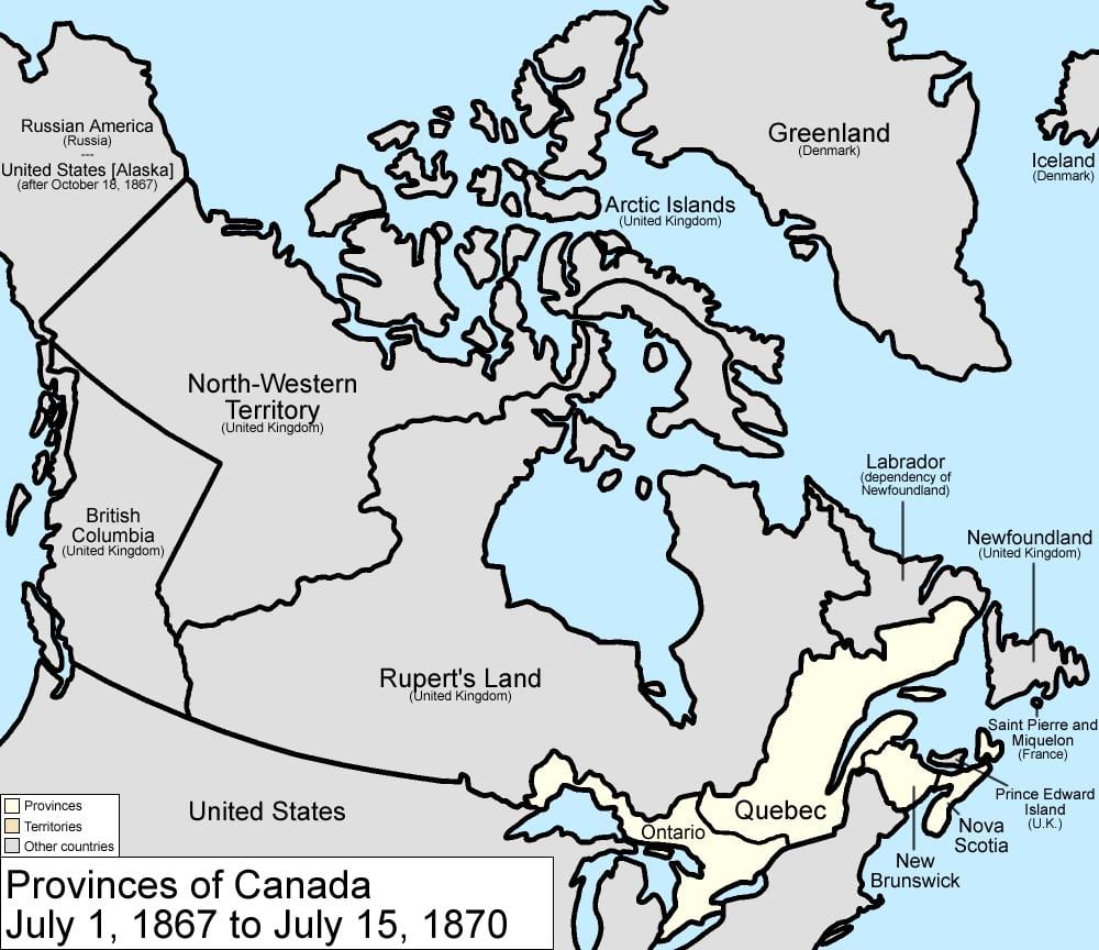 kaart van Canada 1867