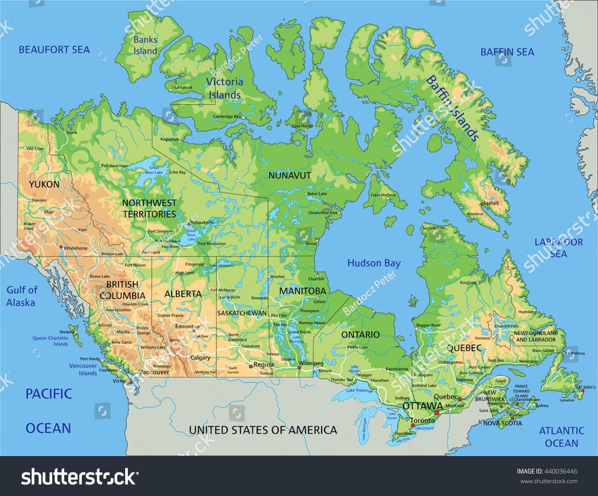 volledig gelabeld kaart van Canada