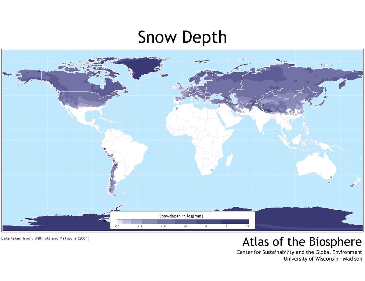 kaart van Canada sneeuw
