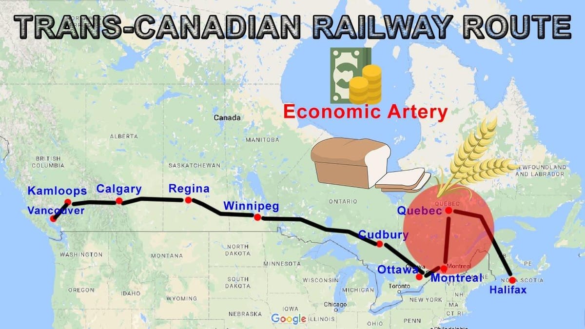trans Canada rail route kaart