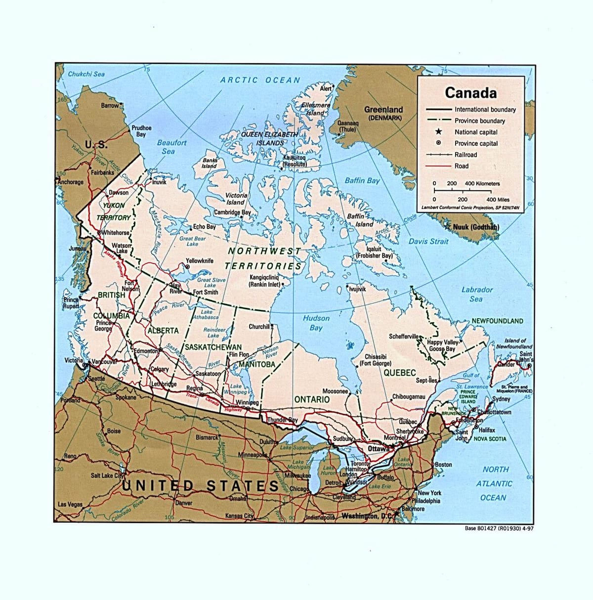 kaart van Canada western road kaart