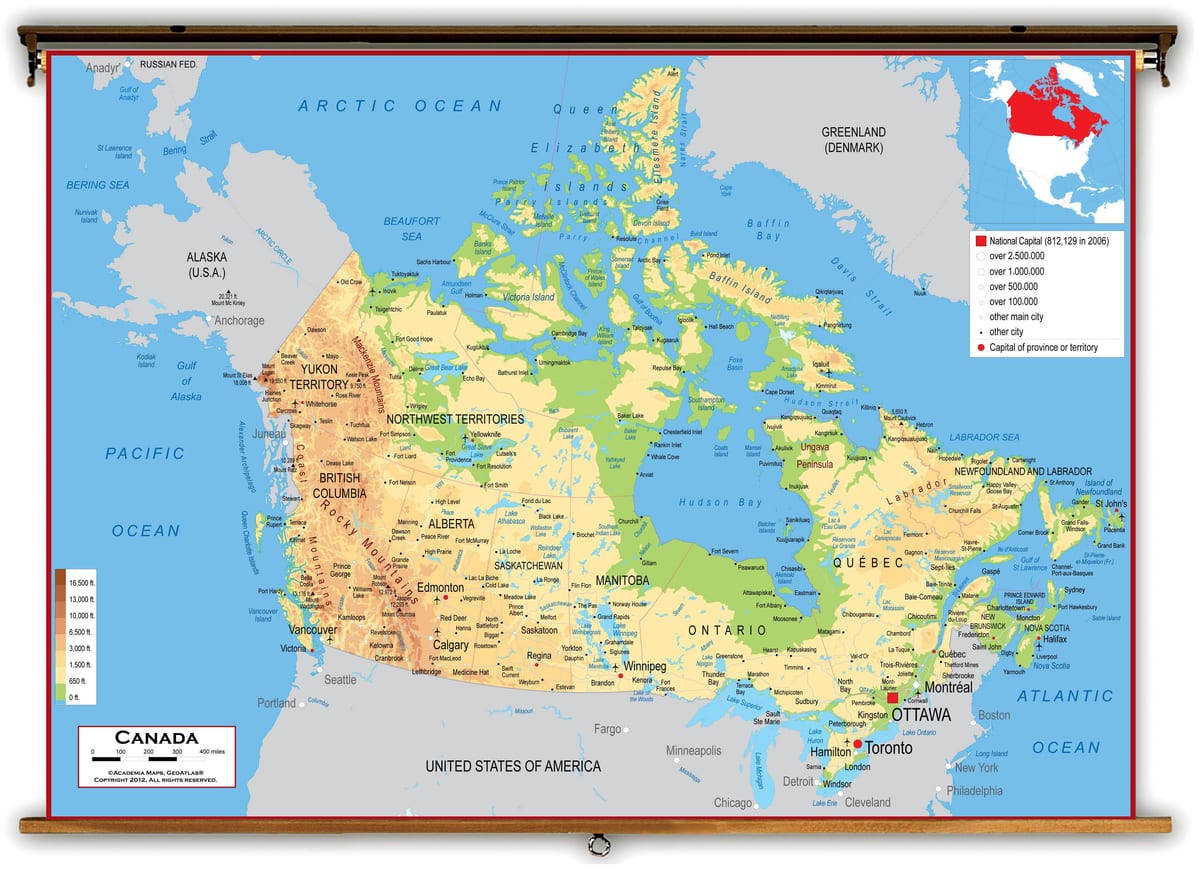 kaart van Canada west kust