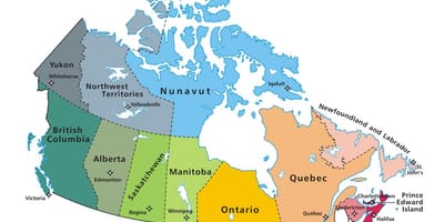 Kaart van Canada tonen provincies en gebieden