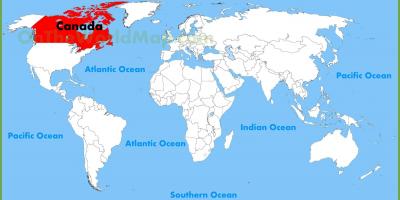 Canada locatie in de kaart van de wereld