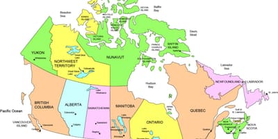 Kaart van Canada tonen staten
