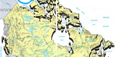 Kaart van Canada en meren
