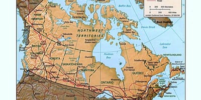 Kaart van Canada reliëf