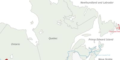 Kaart van de oostkust en Canada