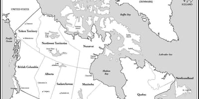Canada kaart van zwart en wit