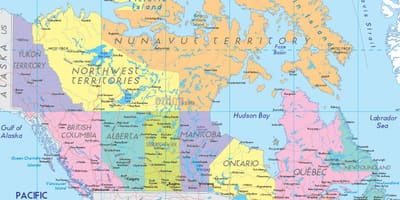 Gedetailleerde kaart van oost-Canada
