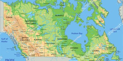 Volledig gelabeld kaart van Canada