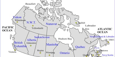 Wegenkaart van Canada en de provincies