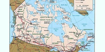 Kaart van Canada western road kaart