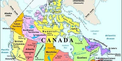 Kaart van west-Canada met steden